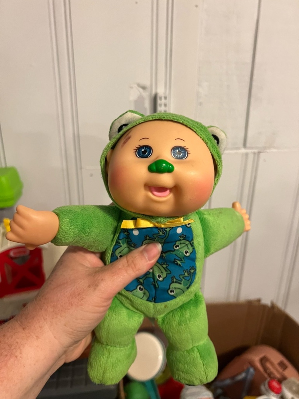 Plush Frog Baby Doll in Bright Green - Soft Cuddly Kids Toy